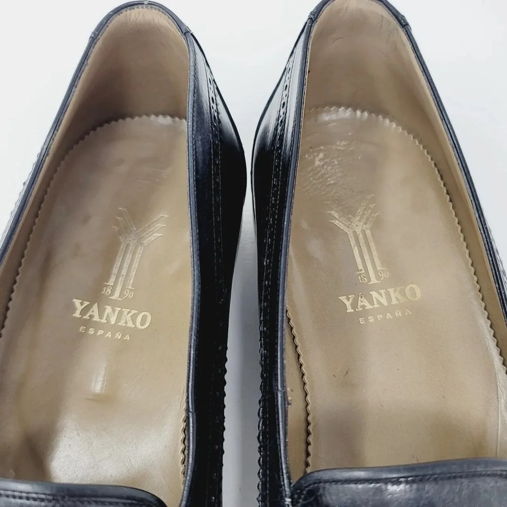Yanko Espana Mens loafers Sz 8 D Kilti tassel shoes Black Casual Dress spain